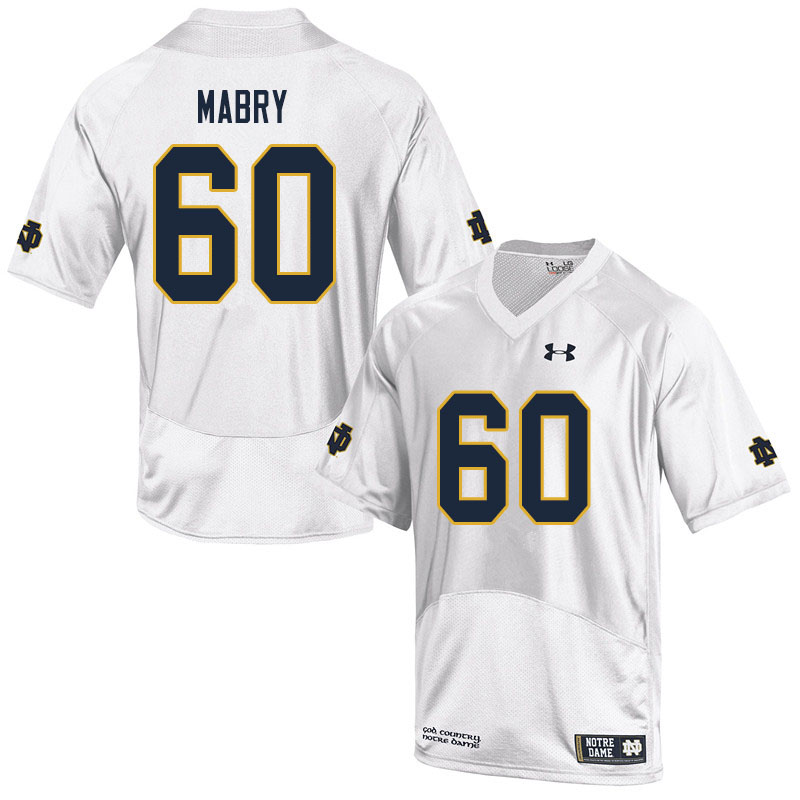 Men's NCAA Notre Dame Fighting Irish #60 Cole Mabry Stitched College Under Armour Authentic White Football Jersey IJ10N28BD